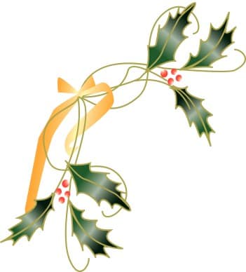 Holly Leaves Tied with Ribbon