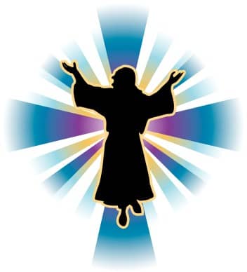 Jesus with Multicolored Rays of Light