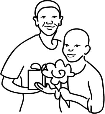 African American Mother and Son Line Art
