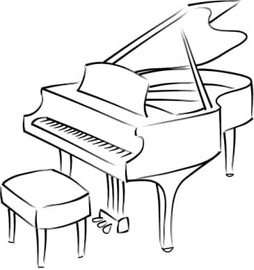 Baby Grand Piano Line Art