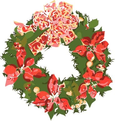 Holiday Wreath with Poinsettias
