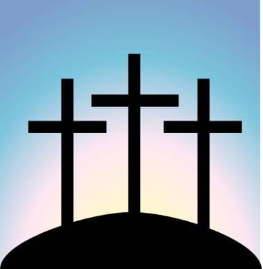 Simple Calvary Crosses at Dusk Closeup