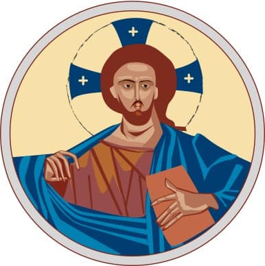 Iconic Christ with Cross Halo