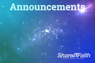 Blue Spinning Particles of Light Christian Announcements Video Loop