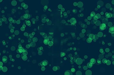 Worship Particles Green Cross Motion Background