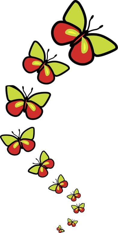 Row of Cute Butterflies