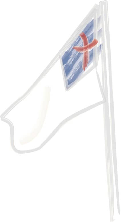 Lightly Sketched Christian Flag on Pole