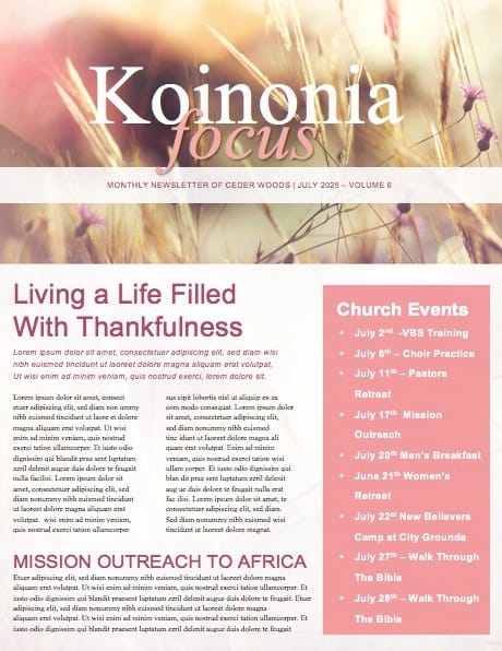 Authentic Faith Church Newsletter
