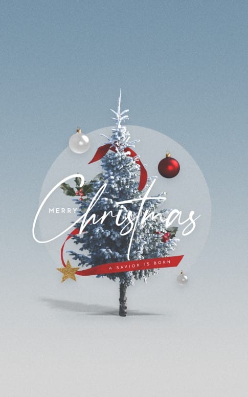 Merry Christmas White Christmas Church Bifold Bulletin