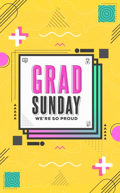 Grad Sunday Yellow Church Bifold Bulletin
