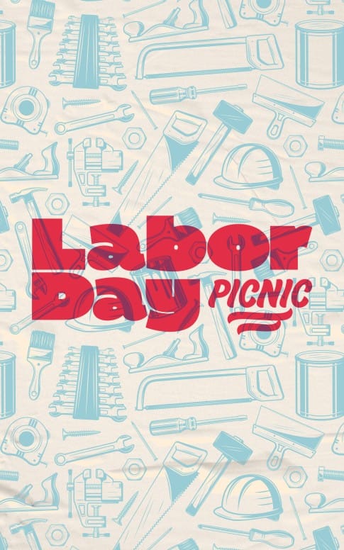 Labor Day Picnic Red Church Bifold Bulletin