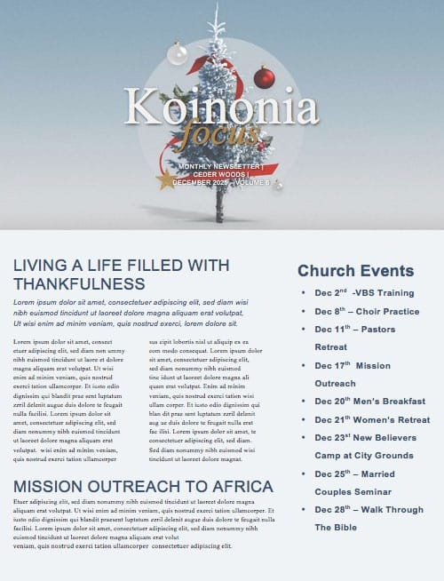 Merry Christmas White Christmas Church Newsletter
