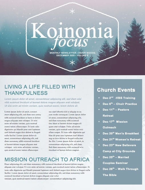 Christian Merry Christmas Church Newsletter