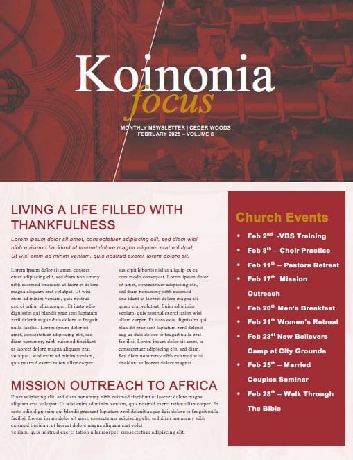 Things We Don't Talk About Church Newsletter