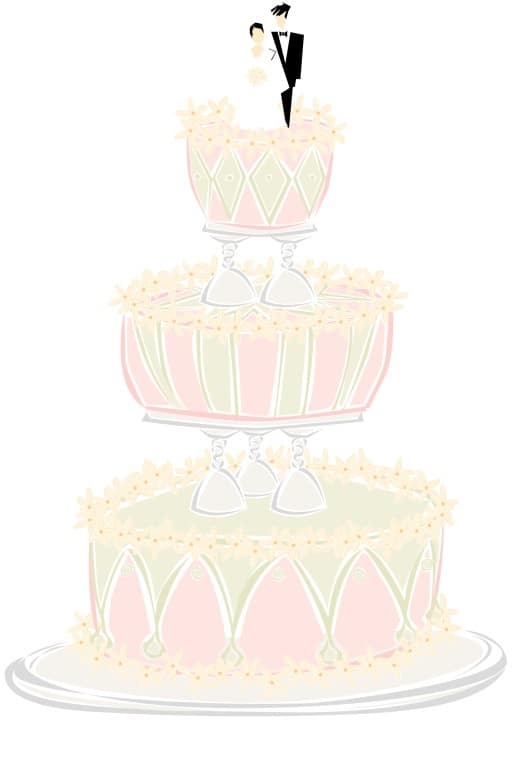 Fancy Wedding Cake With Glass Tiers