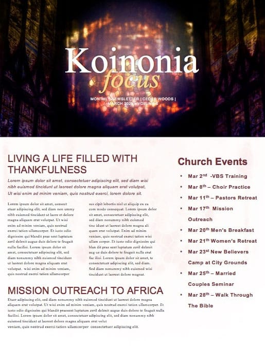 Dangerous Prayers Church Newsletter Template