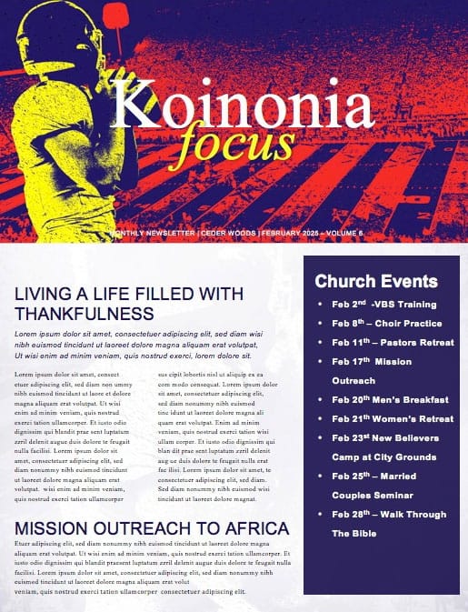Super Sunday Football Church Newsletter