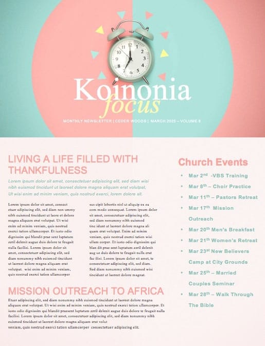 Spring Forward Alarm Clock Newsletter Template
