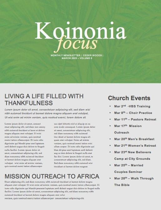 Spring Forward Green Church Newsletter