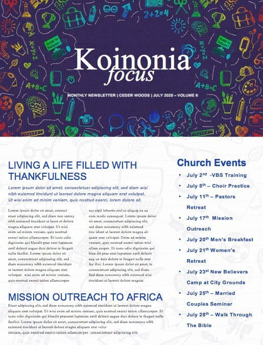 Back To School Church Newsletter Template