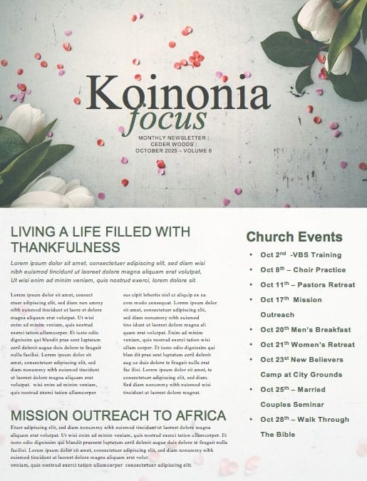 Honeymoon Is Over Church Newsletter