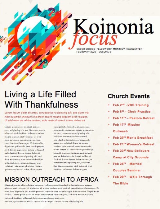 Faith In Action Church Newsletter