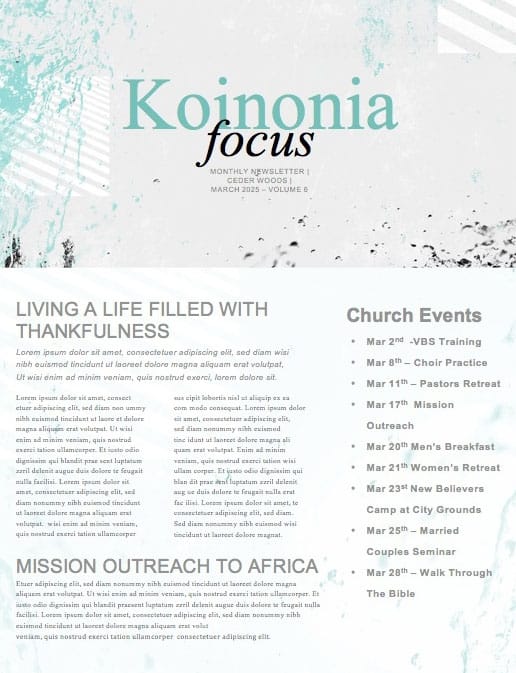 Baptism Sunday Church Newsletter Graphic