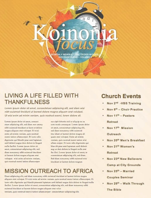 Fall Back Service Newsletter Template