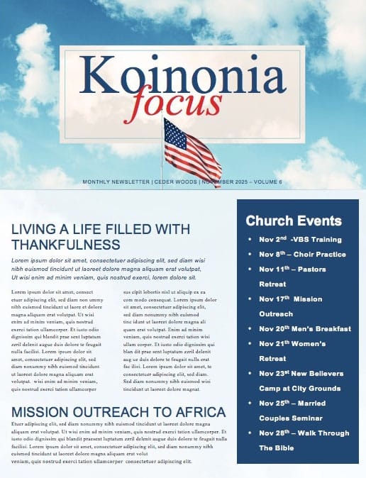 Veterans Day American Flag Newsletter