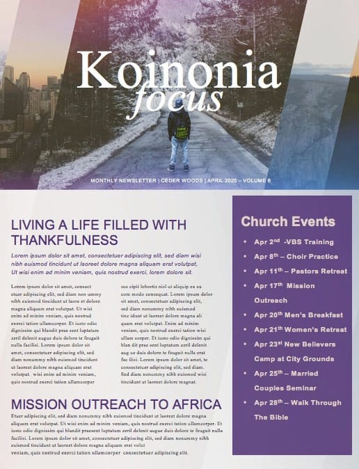 Heal Our Land Church Newsletter