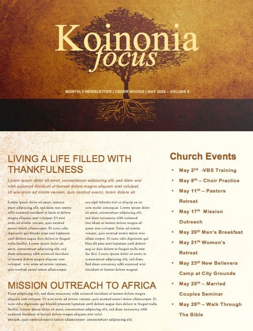 Leaving A Godly Legacy Church Newsletter