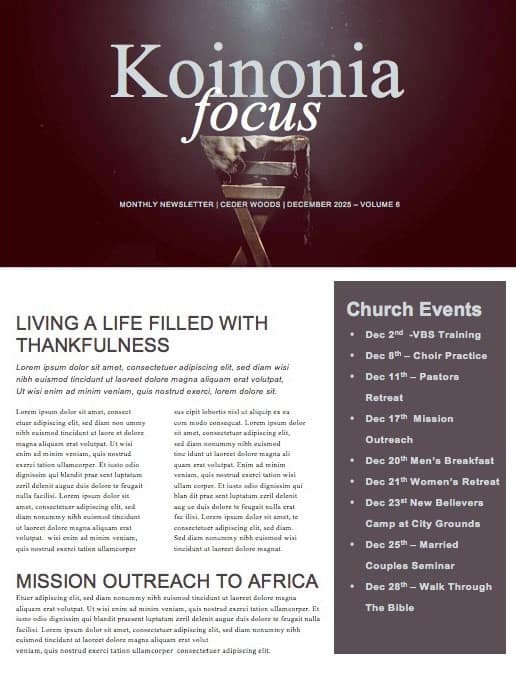 Manger Of Jesus Christmas Newsletter Template