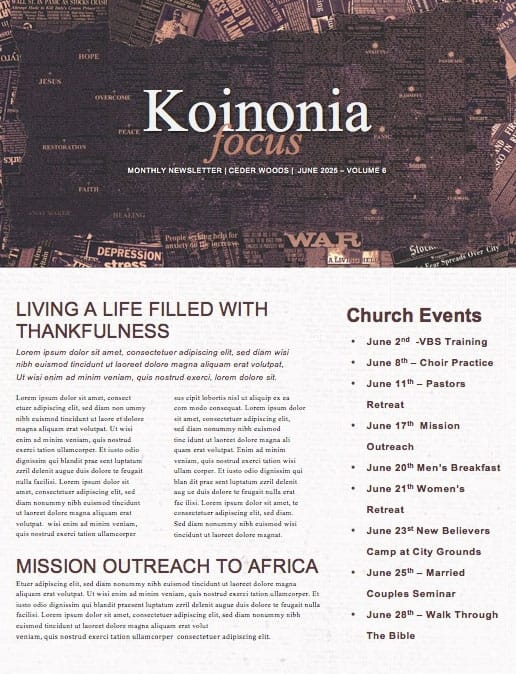 Trust Over Fear Church Newsletter