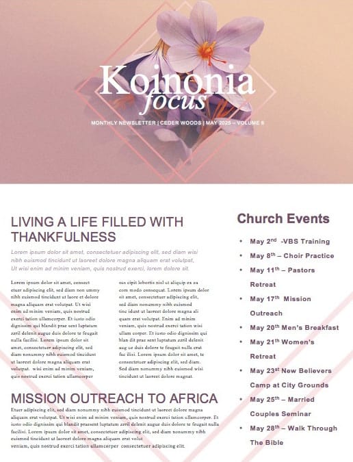 Happy Mother's Day Church Newsletter