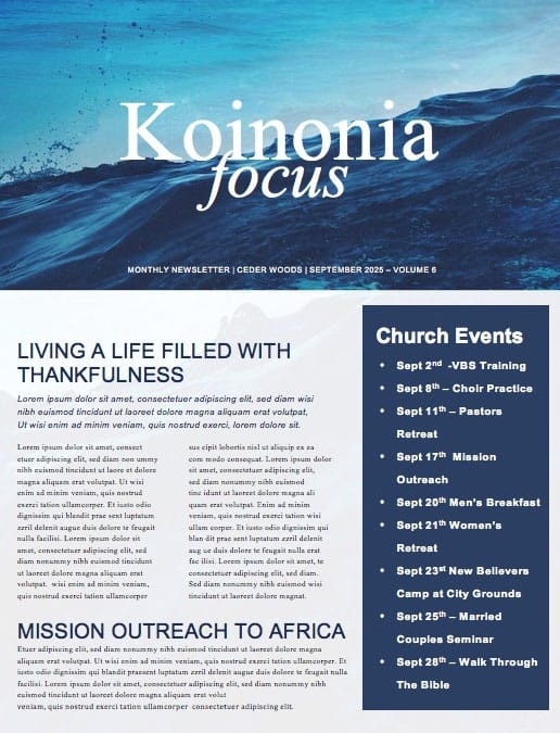 Rising Tide Church Newsletter Template