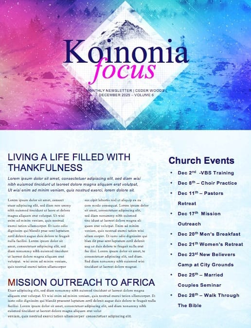 Winter Retreat Church Newsletter Template