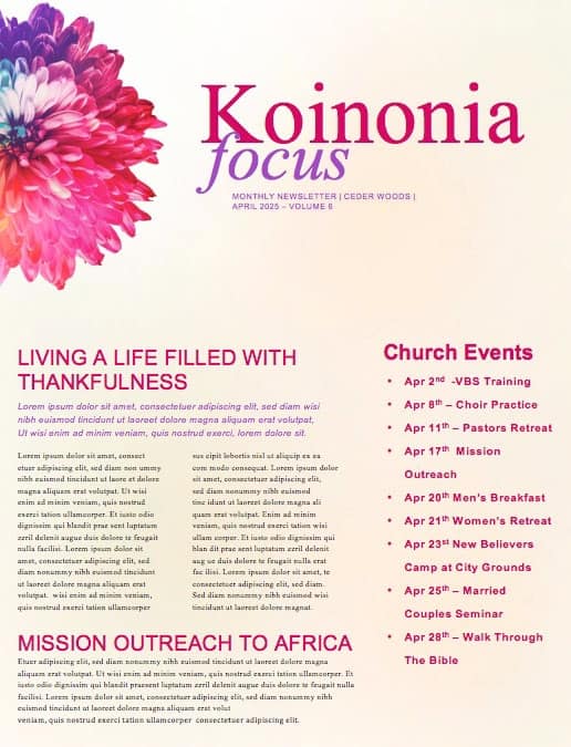 Women's Bible Study Church Newsletter