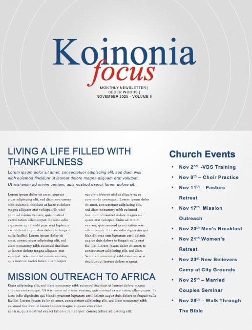 Veteran's Day Soldier Church Newsletter
