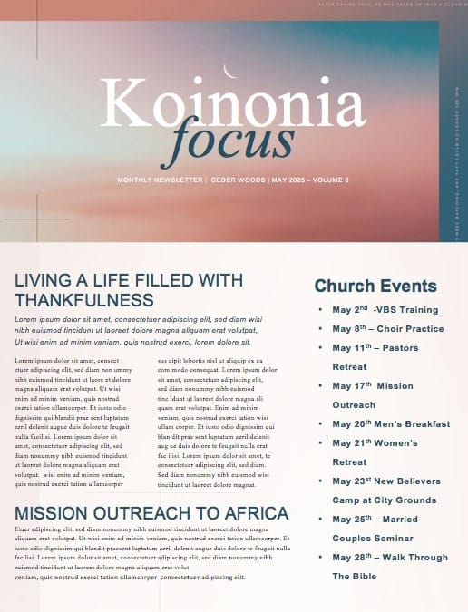 Jesus' Ascension Pink Blue Church Newsletter