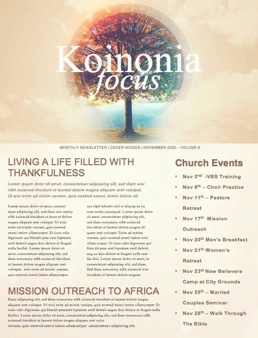 We Are Thankful Fall Newsletter Template
