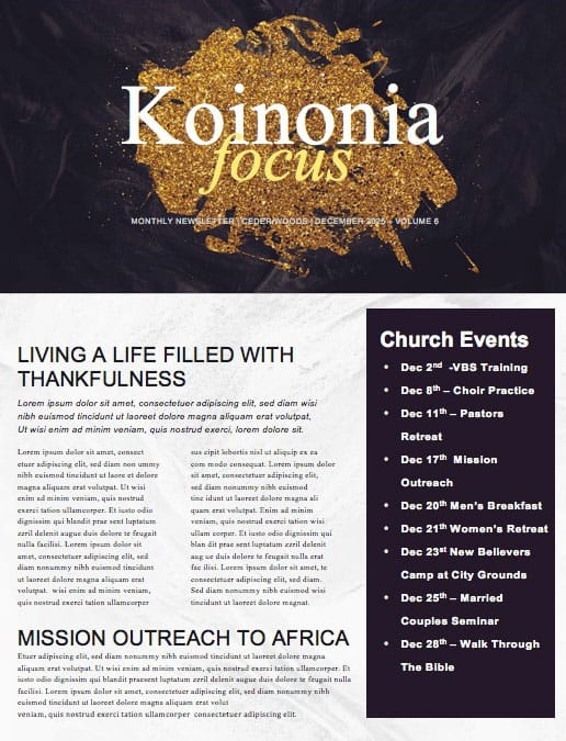 New Year's Eve Church Newsletter