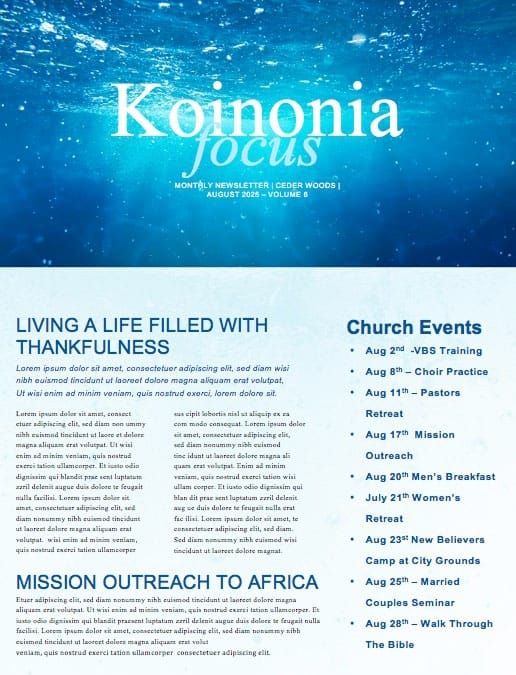Baptism Sunday Church Newsletter