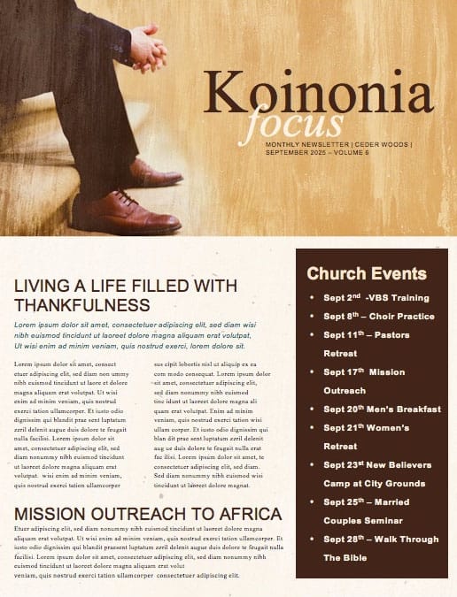 Pastor Appreciation Service Newsletter