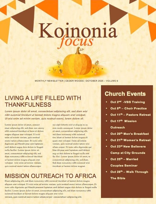 Harvest Party Pumpkin Newsletter