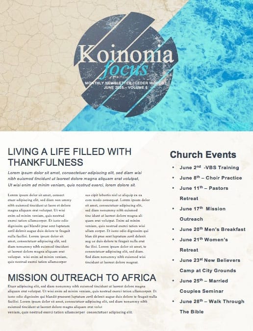 Raised To Life Baptism Church Newsletter
