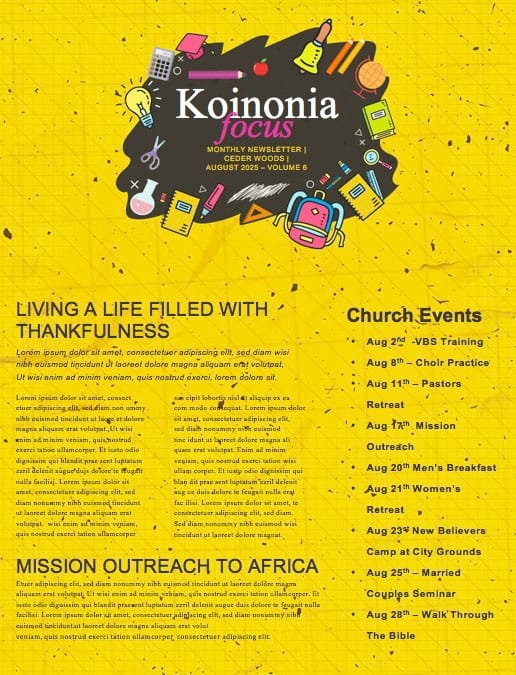 Back To School Student Ministry Newsletter