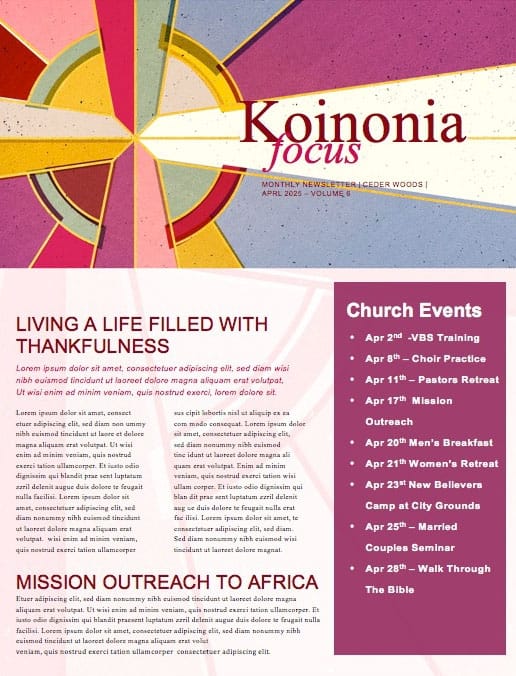 Stained Glass Easter Church Newsletter