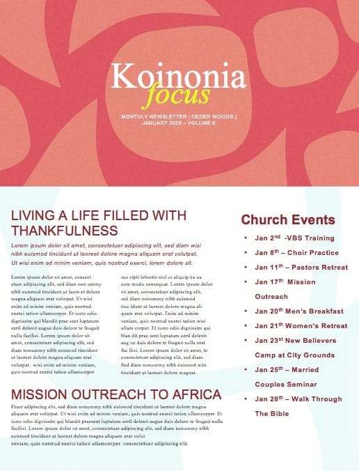 Child Dedication Church Newsletter