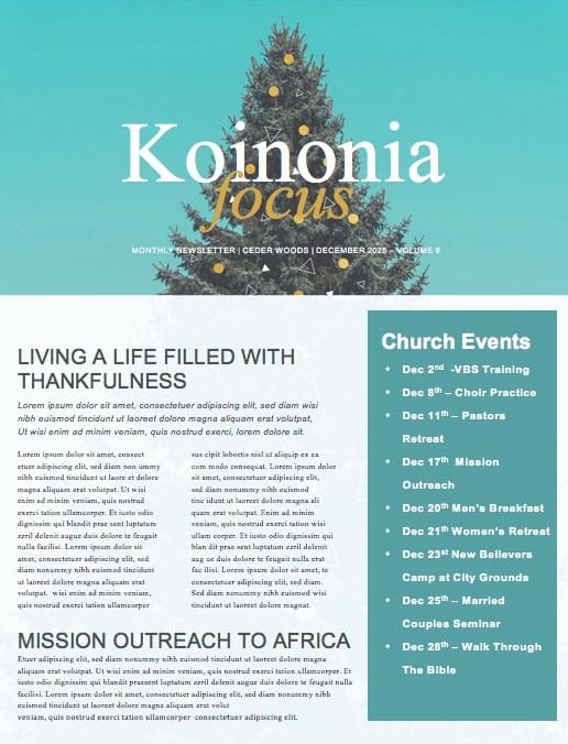 Christmas Tree Holiday Church Newsletter