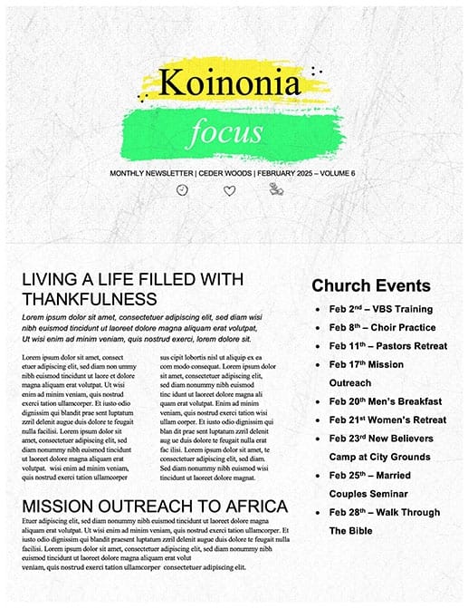 Crazy Generous Church Newsletter